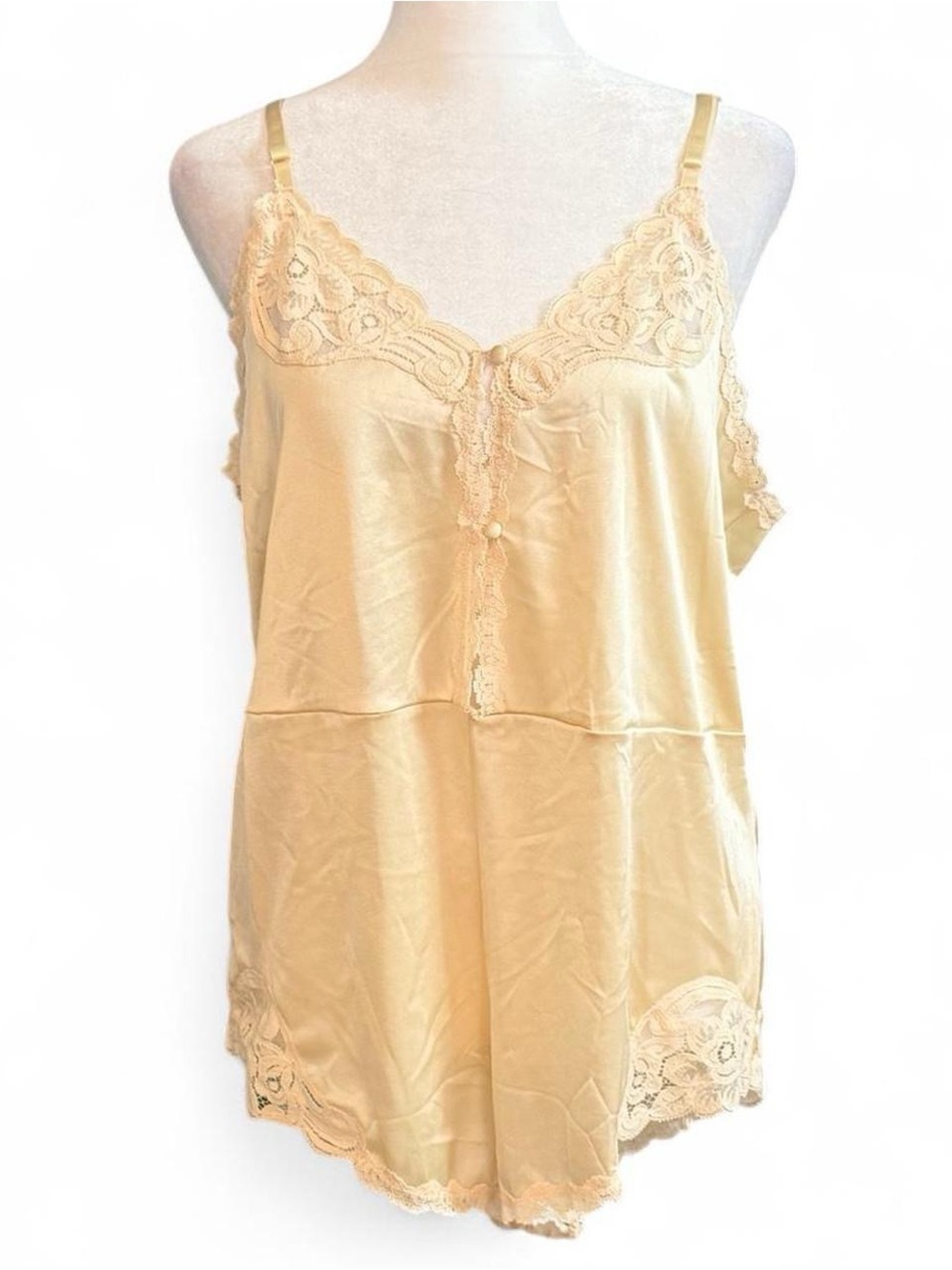 Vintage Vanity Fair Tan Lace Trim Romper Teddy Medium Lingerie